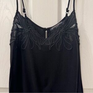 Brandy Melville Spaghetti Strap Black Floral Semi-Sheer Cropped Flowy Cami Top